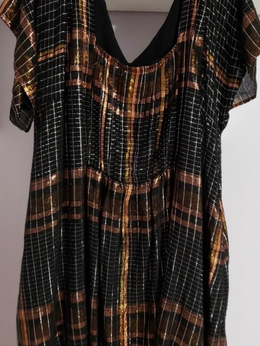 People Barcelona Shimmer Metallic Plaid Mini Dress. - Picture 3 of 3